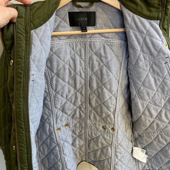 J. Crew Short Quilted Green Jacket Coat - Picture 9 of 10